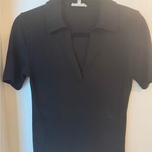 Madewell Black Fitted Polo Bodysuit